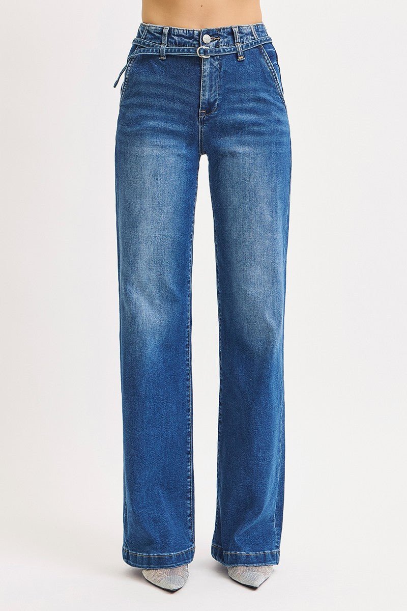 Blue jeans on a white background