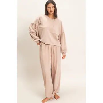 beige matching loungewear