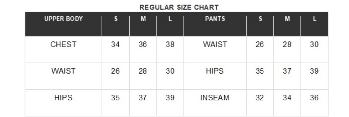 Blue Velvet Size Chart
