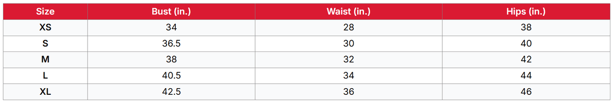 Size Chart Pol Clothing