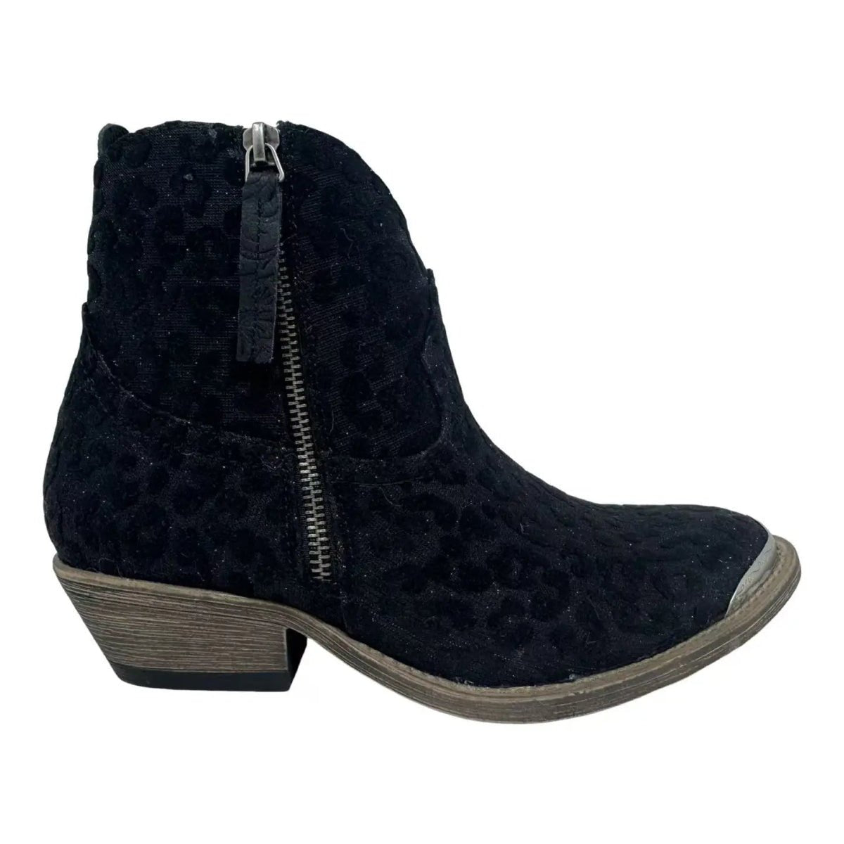 Black Suede Bootie with Side Zipper