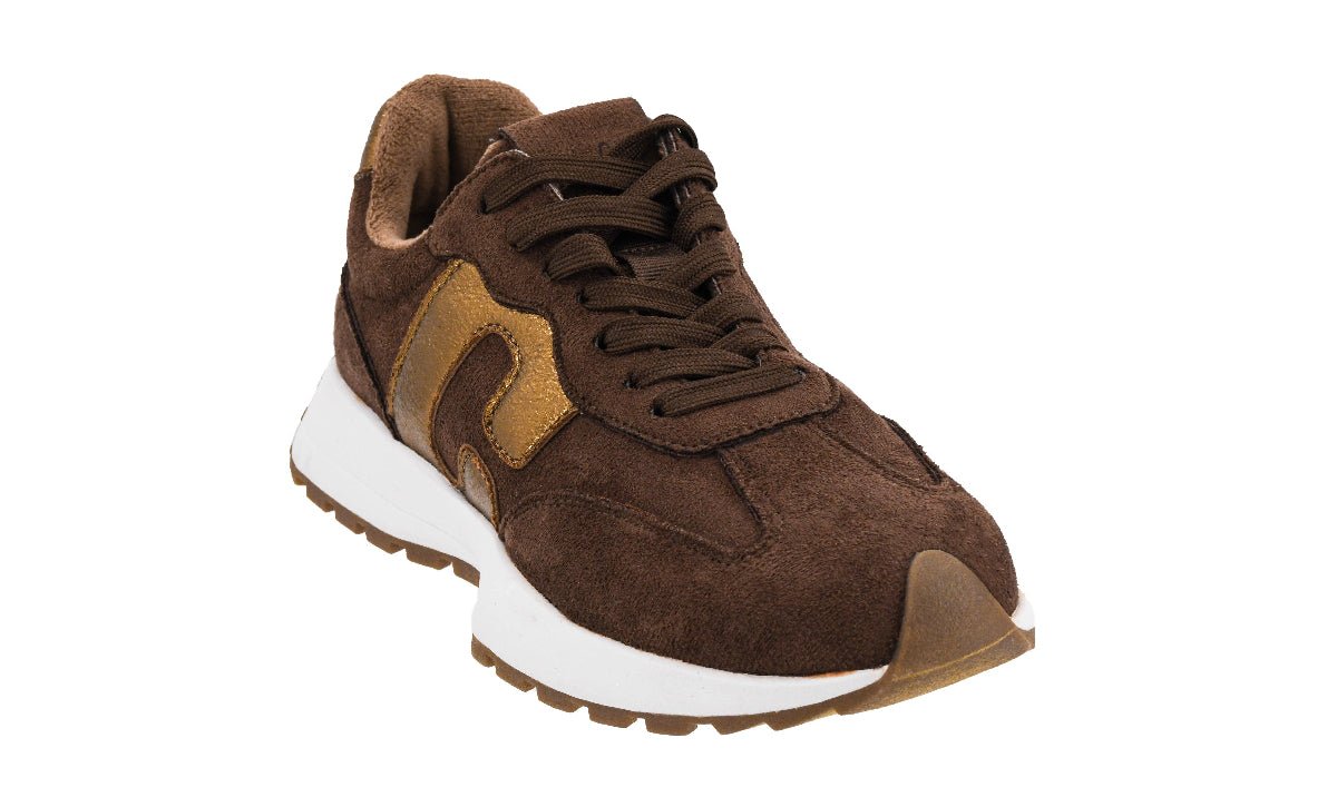 Dark Brown Tennis Shoe with White Midsole