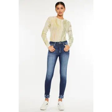 Women's Jeans Dark Distressed Slim Fit Kancan - Gal-Up Boutique