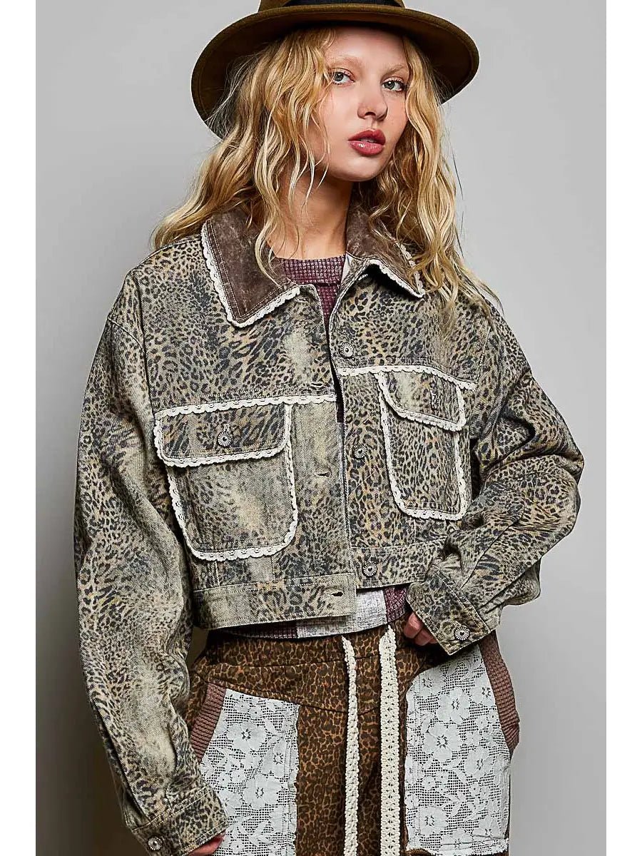 Women's Short Leopard Print Jacket 100% Cotton Pol Clothing - Gal-Up Boutique