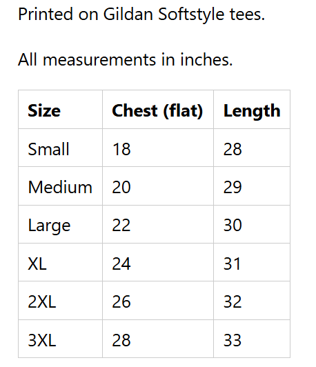 JCOONS SIZE CHART