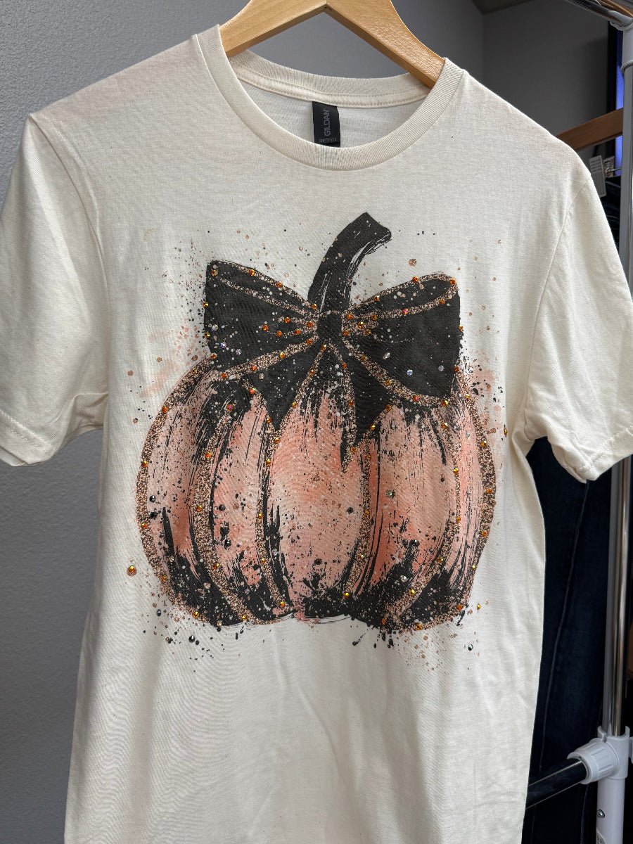 Natural Cotton T-Shirt With A Pumpkin Graphic