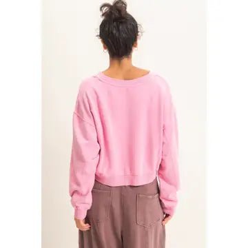 Pink Sweatshirt Back View Female