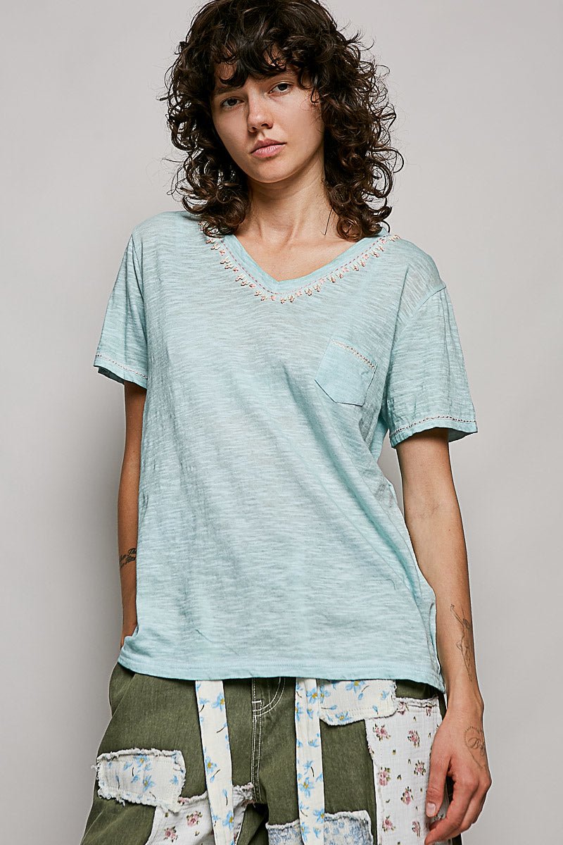 V-Neck Lightweight Short Sleeve Women's T Shirt POL Clothing - Gal-Up Boutique