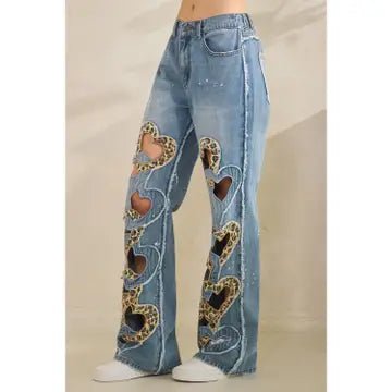 Washed Heart Cutout Blue Denim Oli & Hali - Gal-Up Boutique