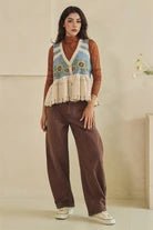 Washed Sunflower Embroidered Vest Oli & Hali - Gal-Up Boutique