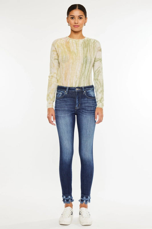 Women's Jeans Dark Distressed Slim Fit Kancan - Gal-Up Boutique