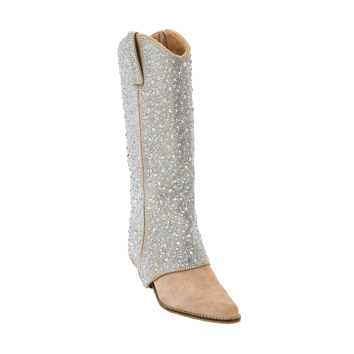 Women's Rhinestone And Sand Color Tall Boot What The Cuff Corkys - Gal-Up Boutique